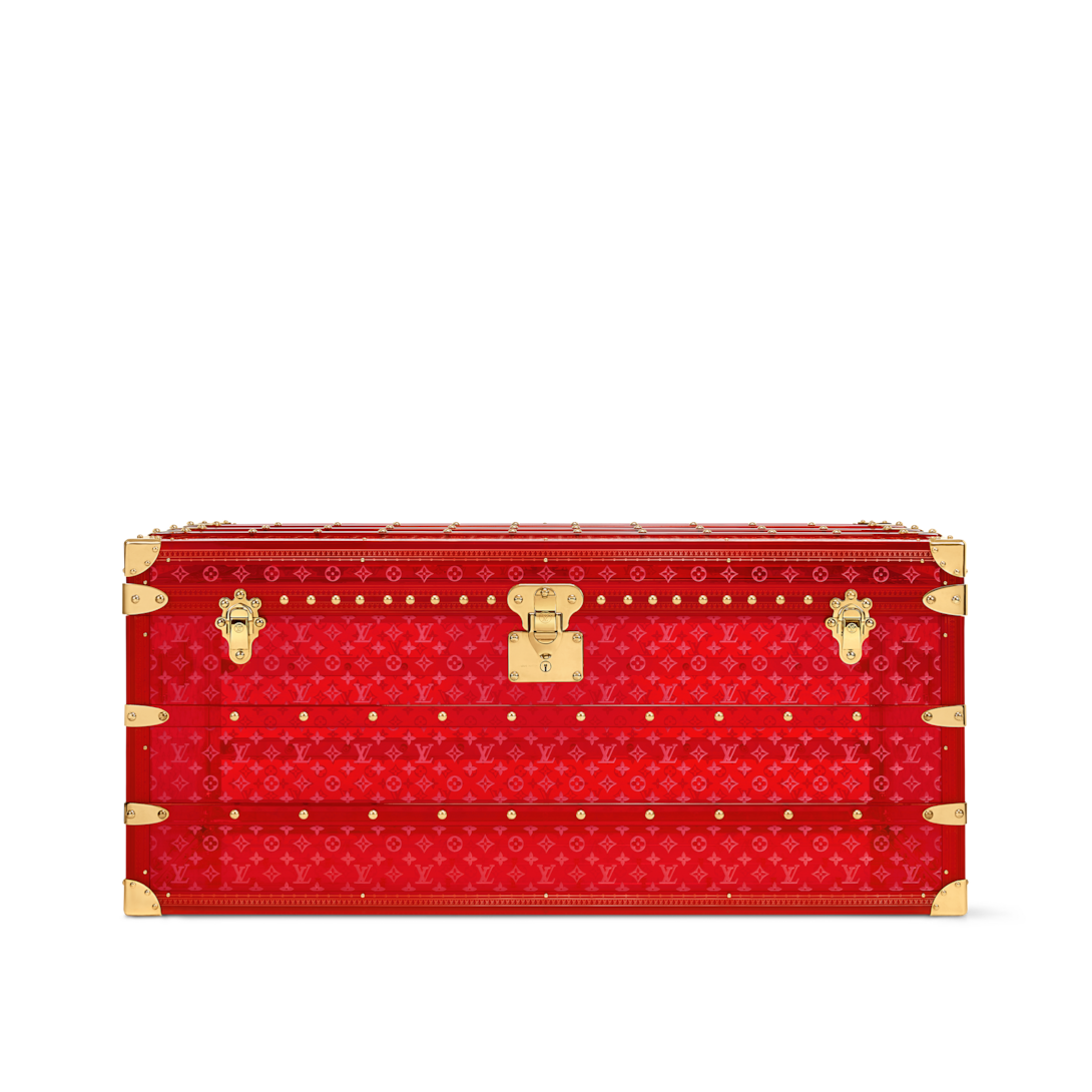 Baú Courrier Lozine 110 em Vermelho Transparente Couros High End